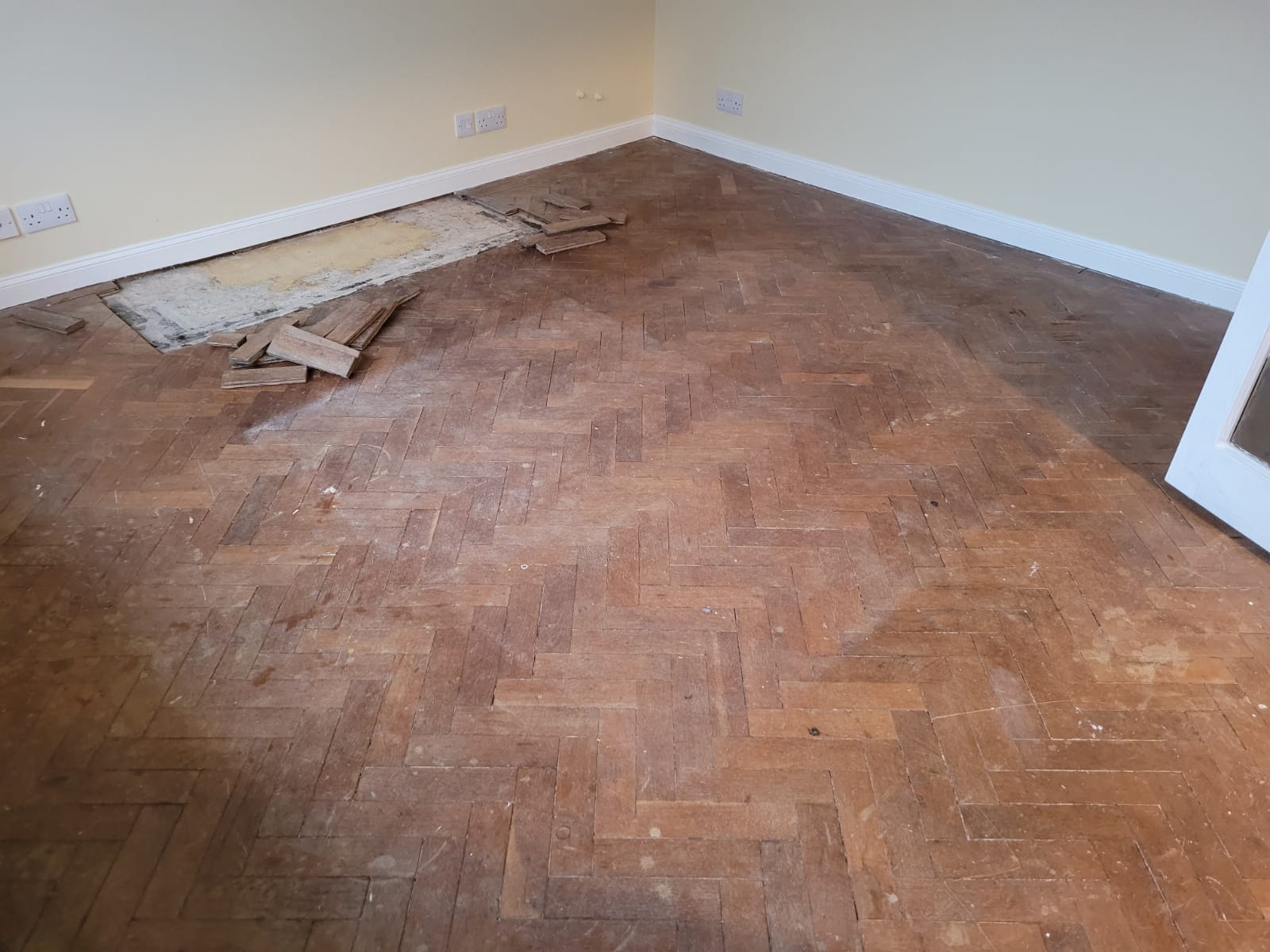 Oak Herringbone Parquet Floor Repaired & Restored, Bournemouth