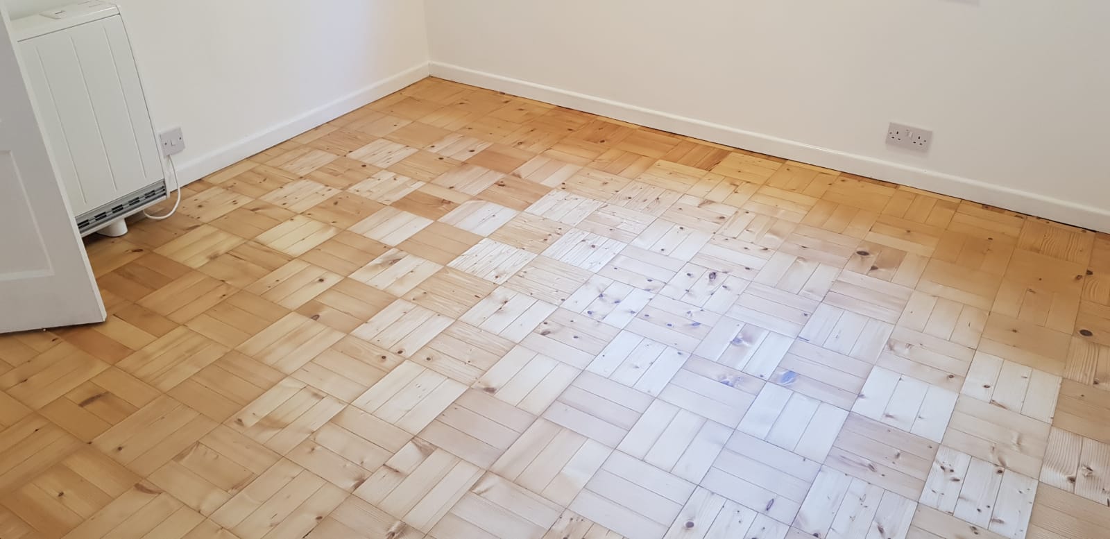 Pine Basket Weave Parquet Floor Restoration, Southampton