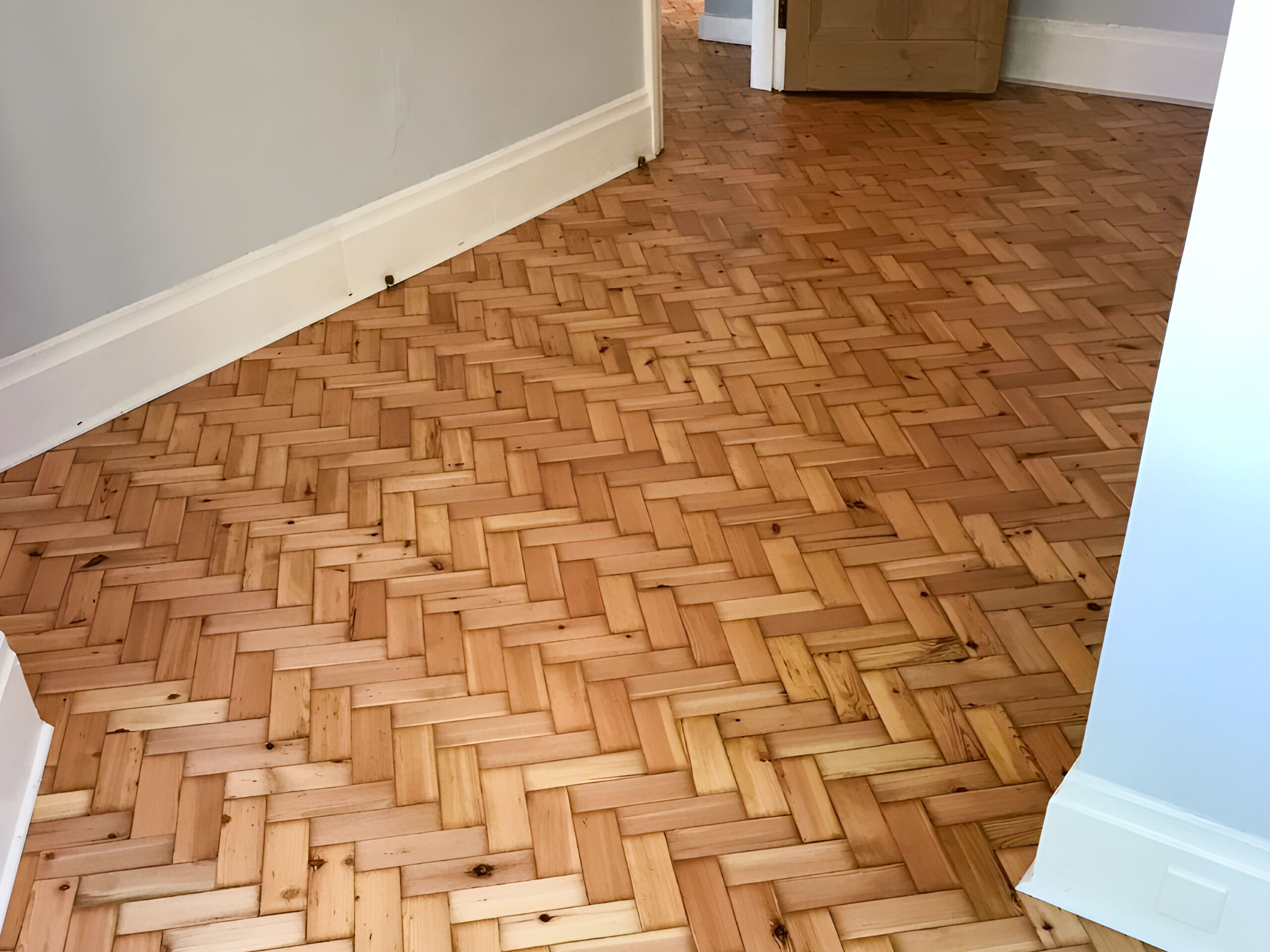 Pine Parquet Wood Floor Sanded & Restored, Wellow, Romsey