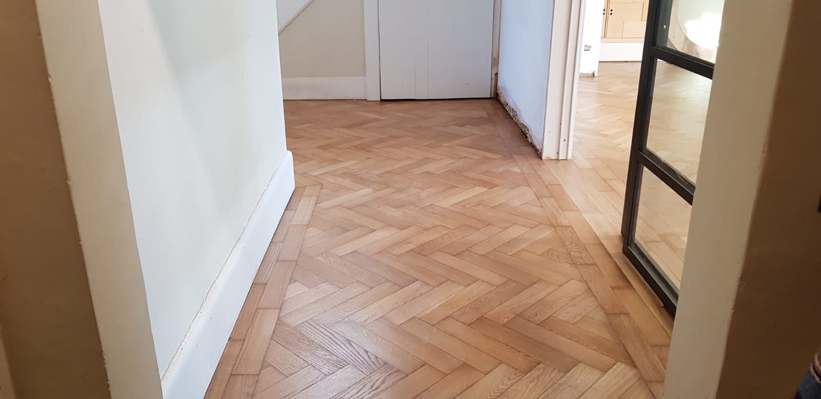 Oak Herringbone Parquet Floor Restoration, Andover