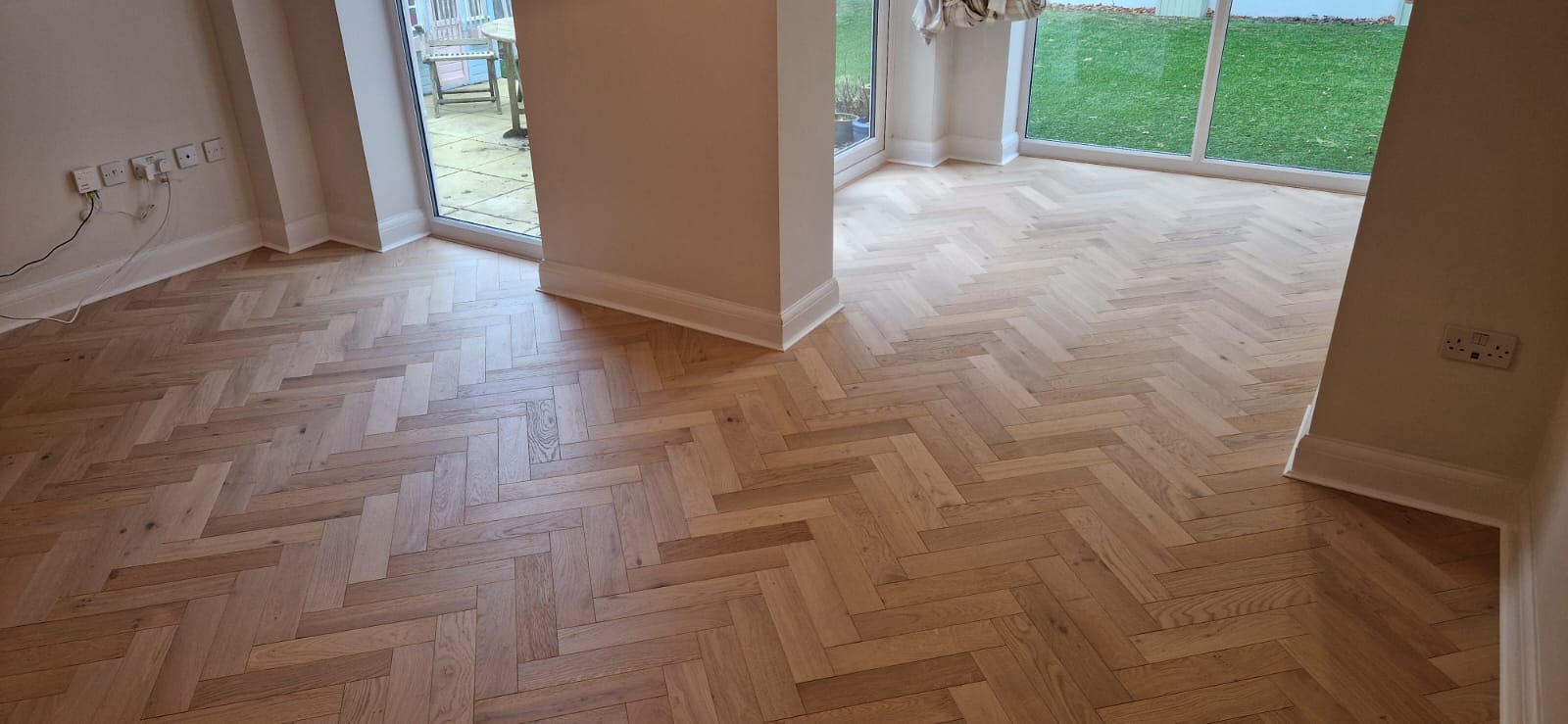 Brushed Herringbone Parquet Wood Floor Installed, Salisbury