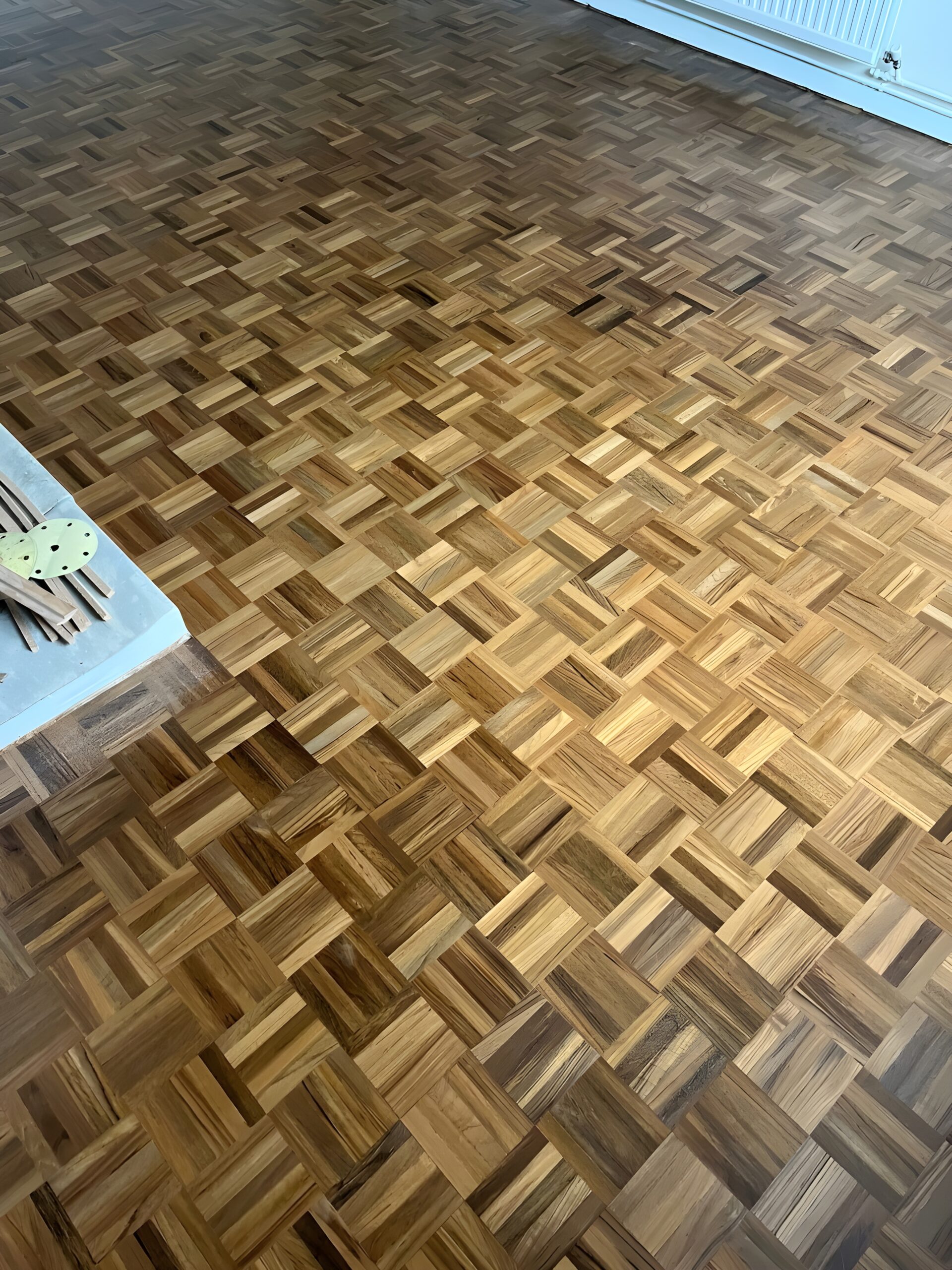 Iroko Mosaic Parquet Restoration, Bishopstone