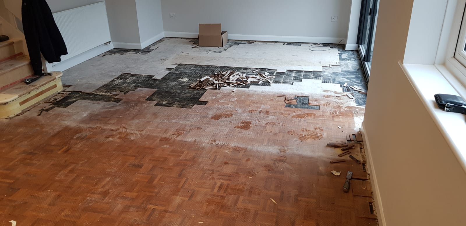 Teak Mosaic Parquet Floor Repaired & Restored, Winchester