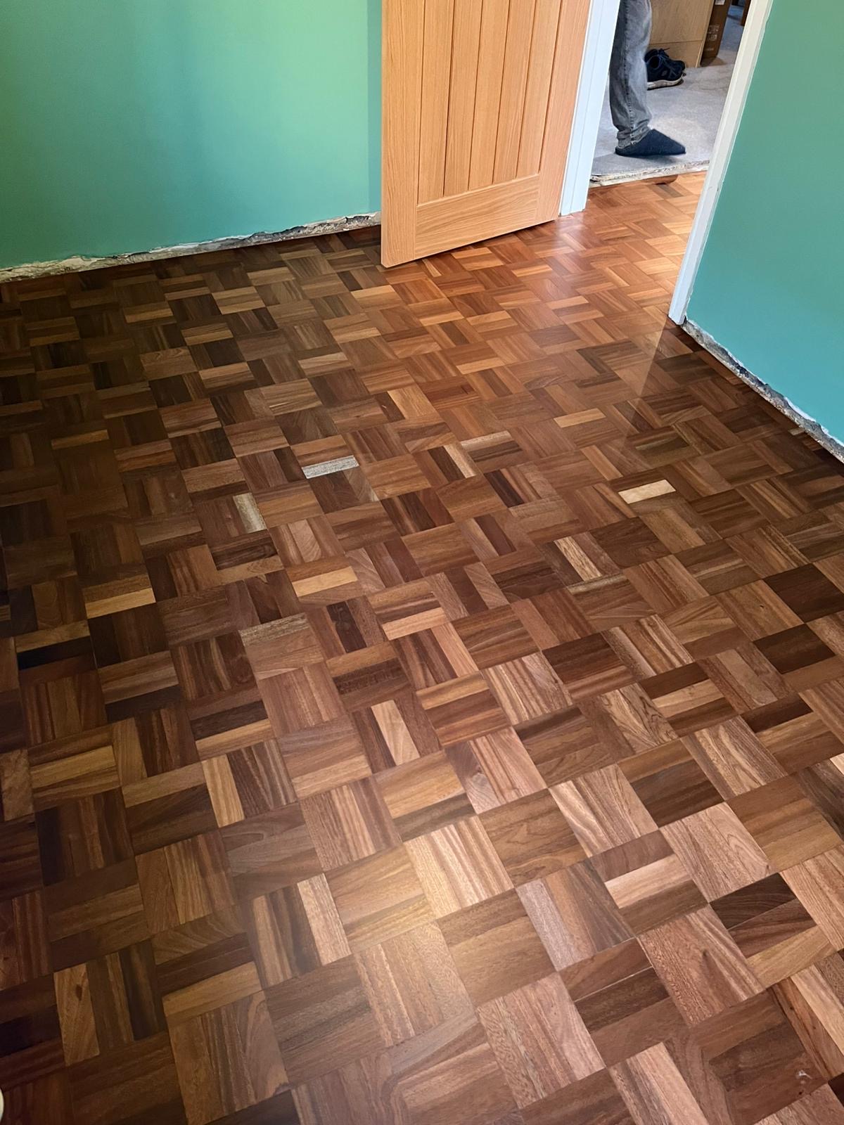 Iroko Basket Weave Parquet Floor Repaired & Restored, Lyndhurst