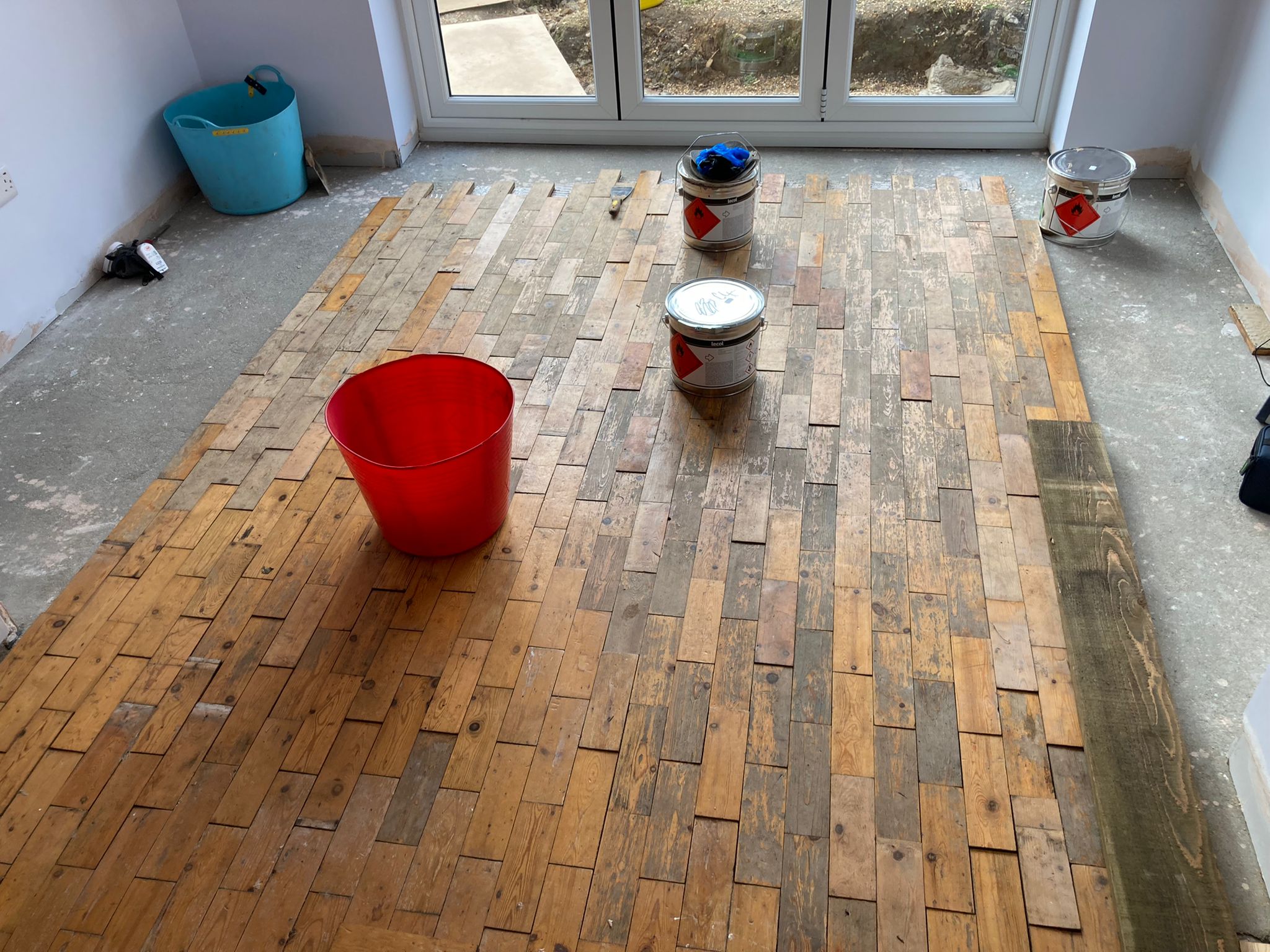 New Scots Pine Parquet Brick Effect Floor Extended, Sanded & Finished, Ringwood