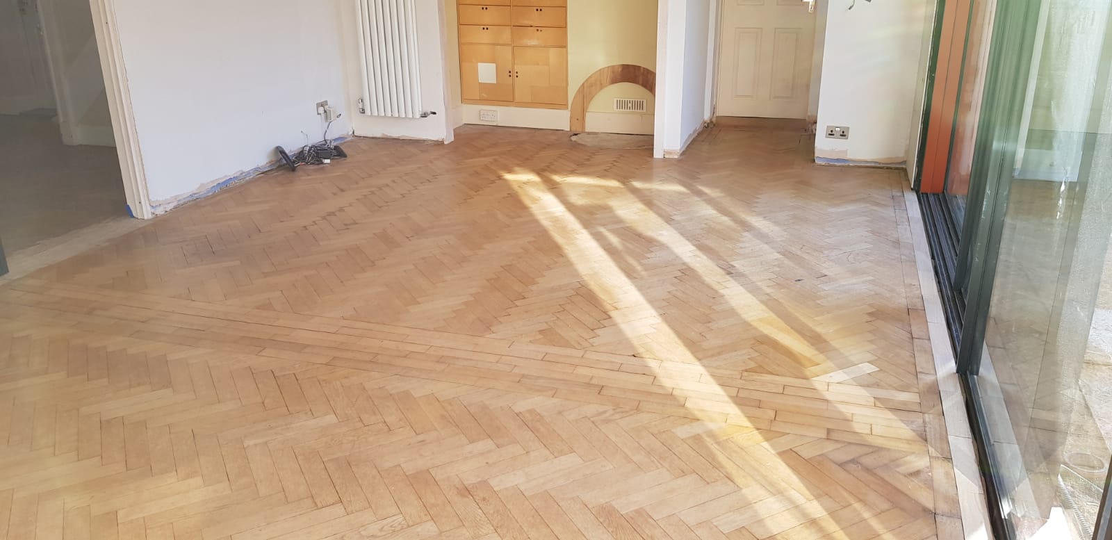 Oak Herringbone Parquet Floor Restoration, Andover