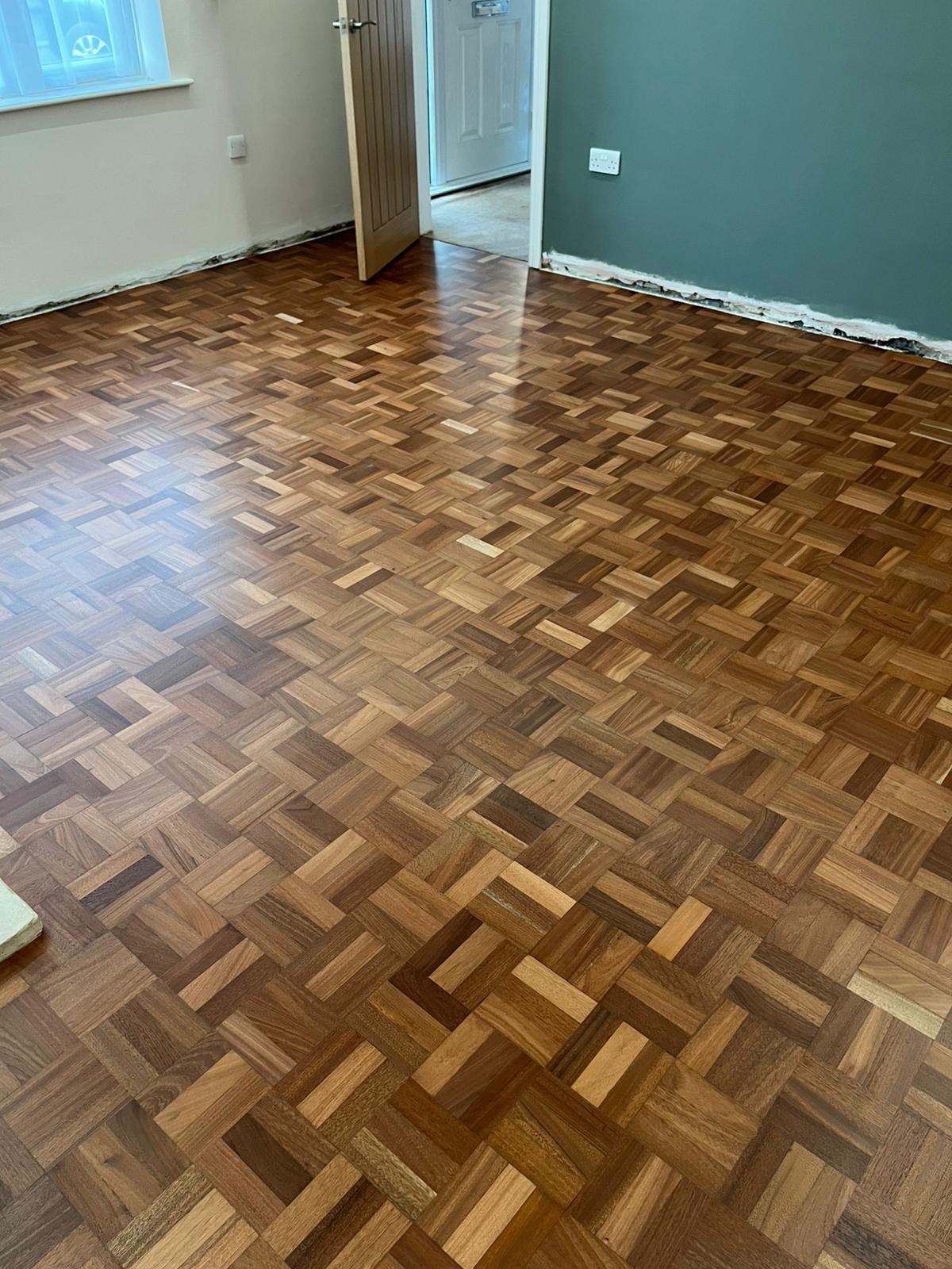 Iroko Basket Weave Parquet Floor Repaired & Restored, Lyndhurst
