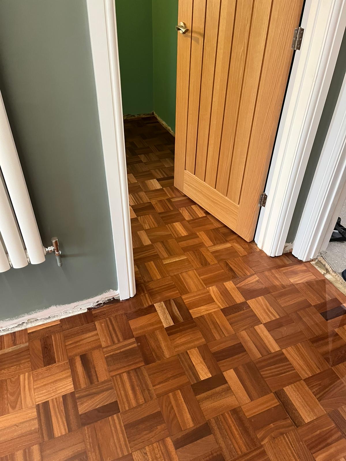 Iroko Basket Weave Parquet Floor Repaired & Restored, Lyndhurst