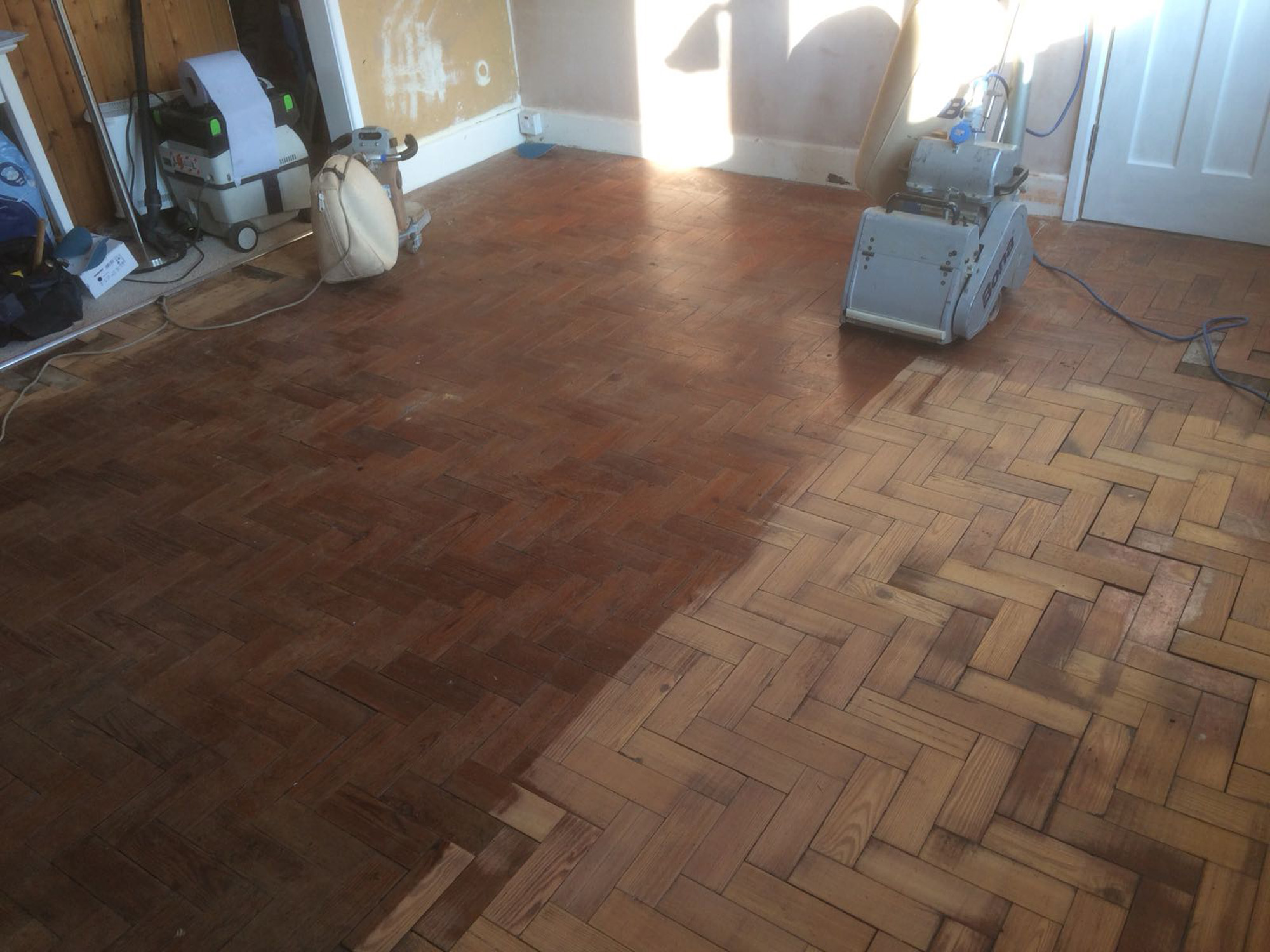Pine Parquet Floor Repaired & Restored, Romsey