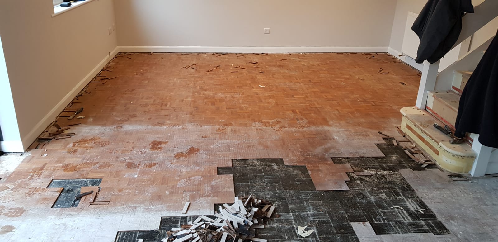 Teak Mosaic Parquet Floor Repaired & Restored, Winchester