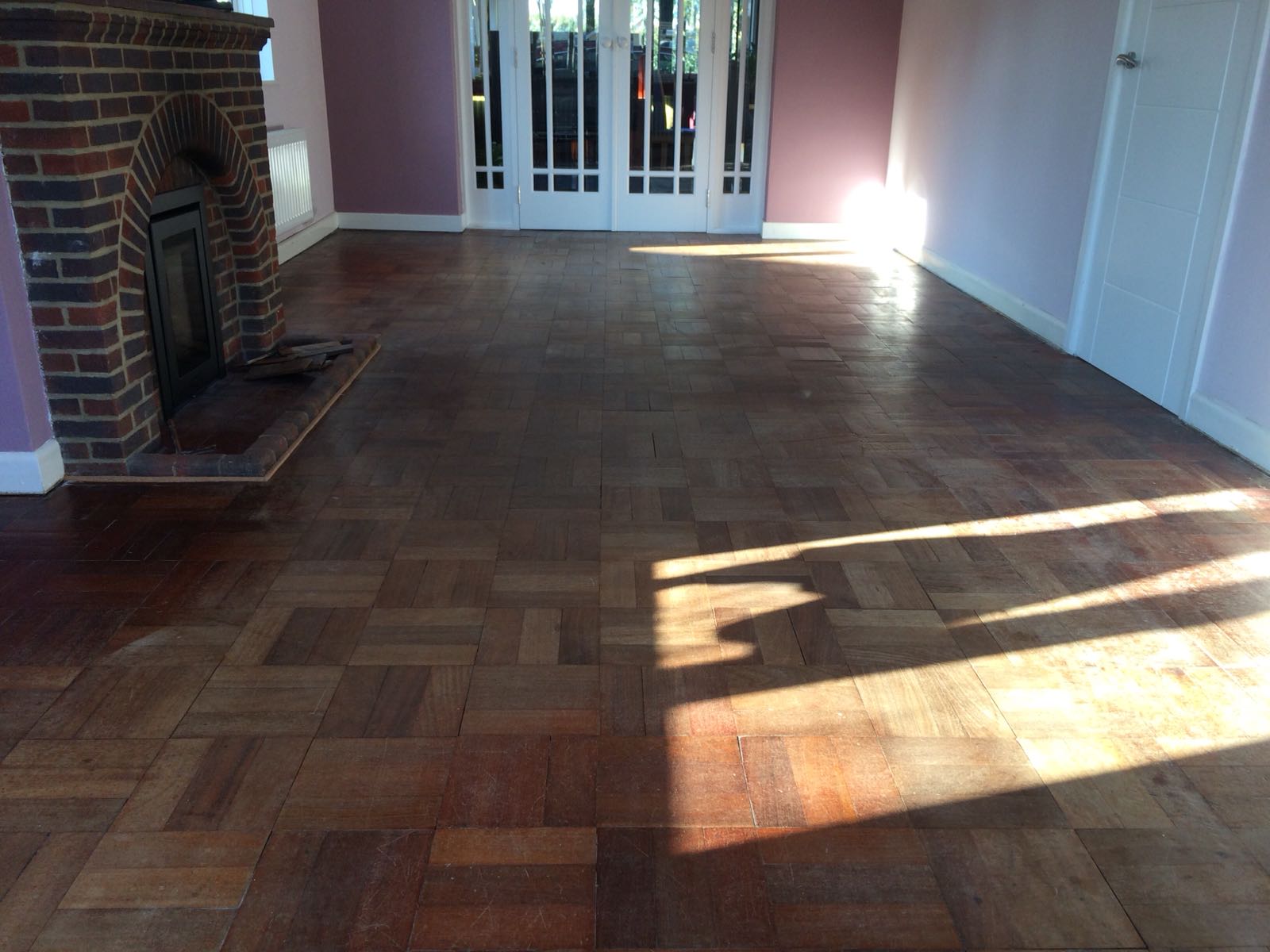 Sapele Basket Weave Parquet Floor Restoration, Winchester