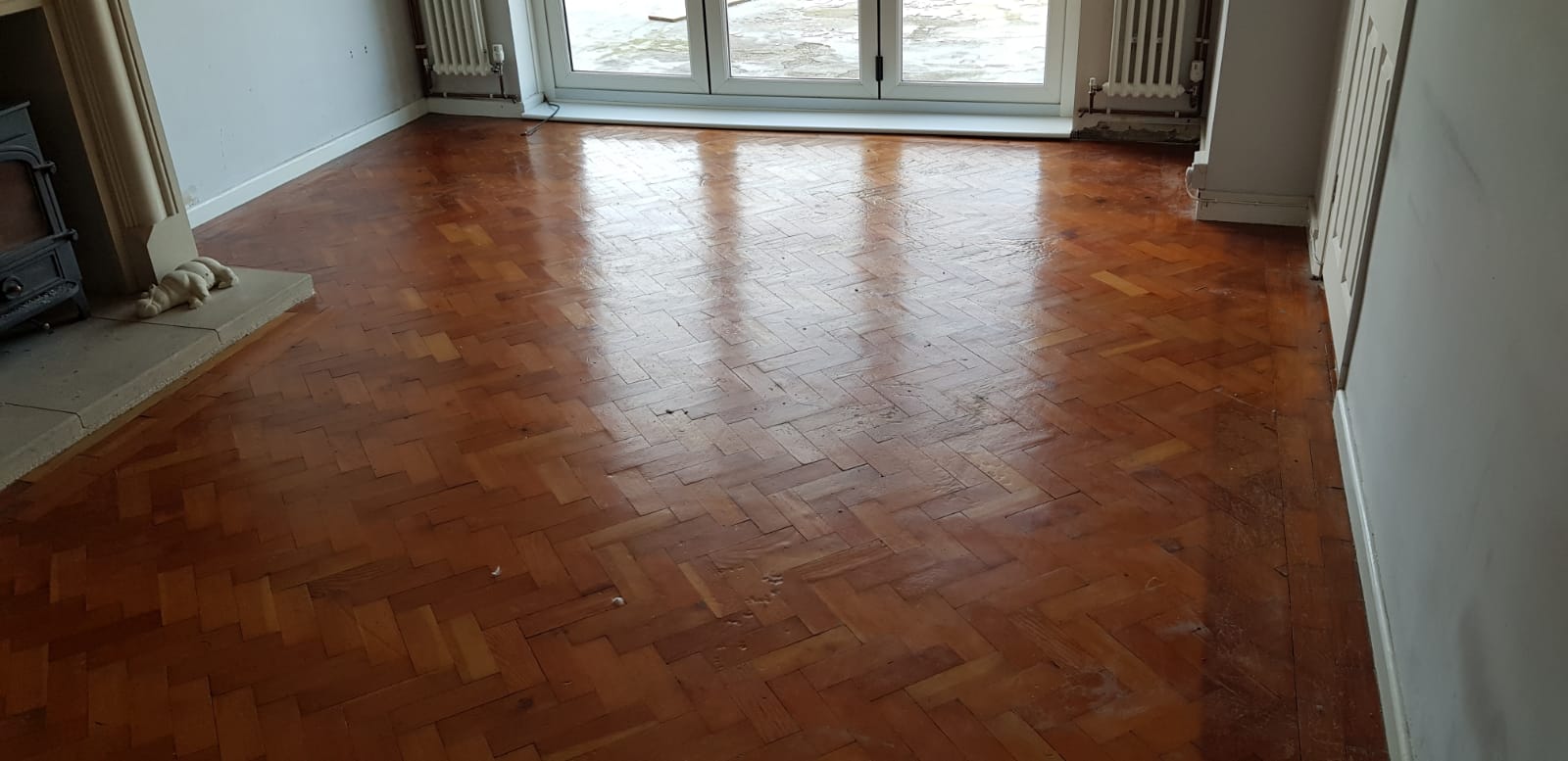 Pine Herringbone Parquet Floor Restored with Natural Finish, Bournemouth