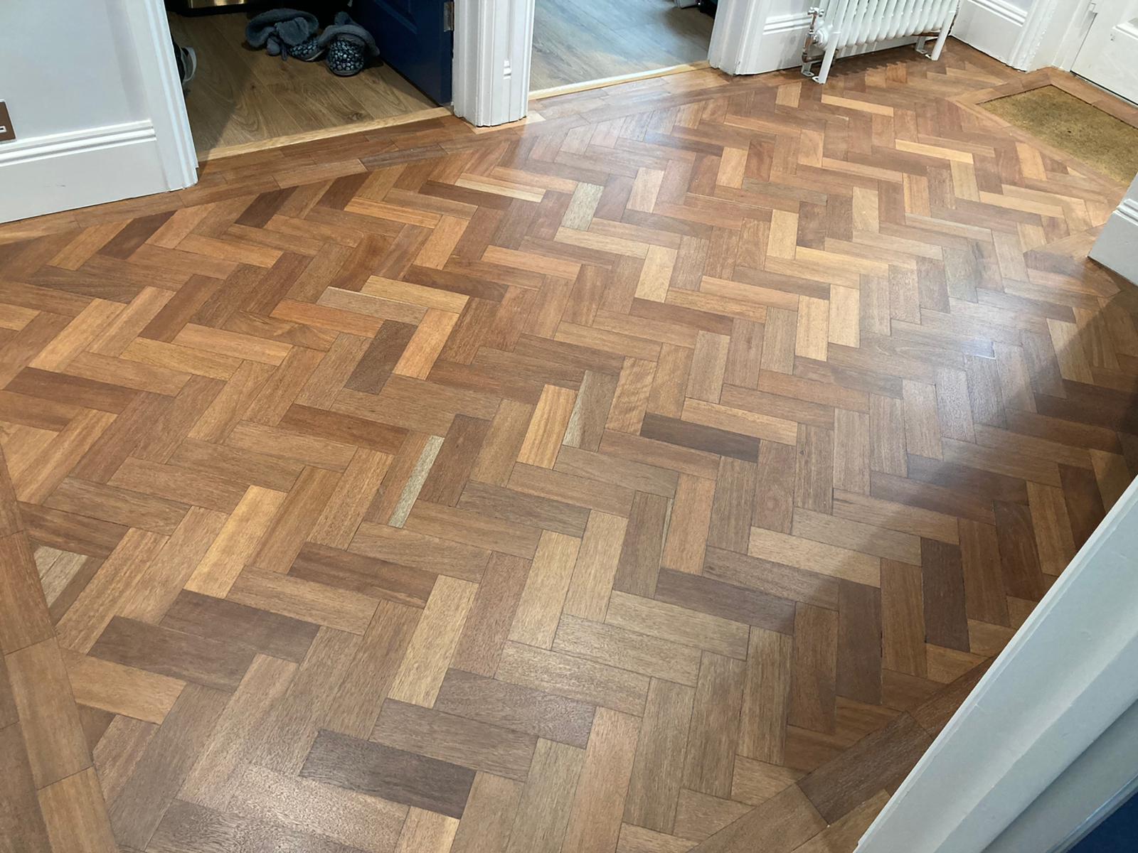 Merbau Herringbone Parquet Floor Restoration, Southampton
