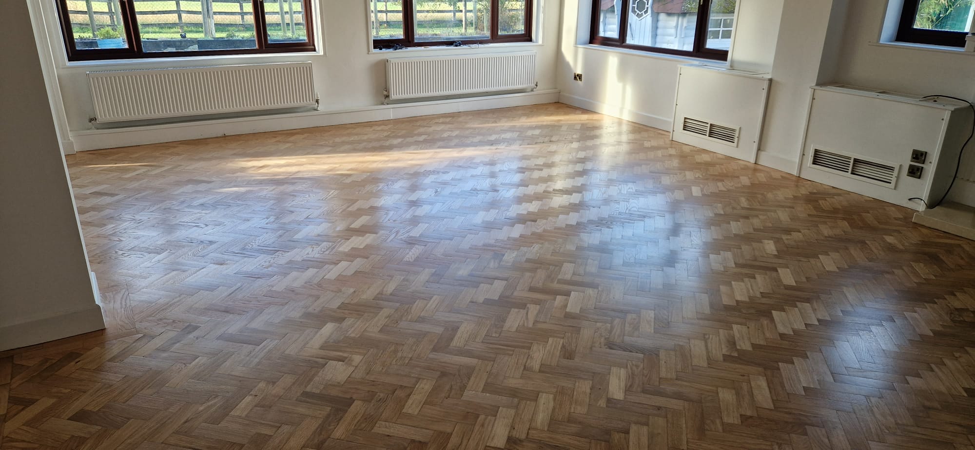 Oak Herringbone Parquet Floor Fully Restored, Romsey