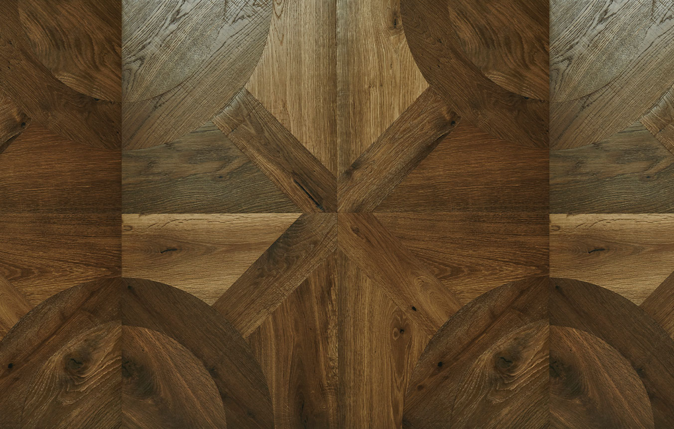 Close up of panel wood flooring.