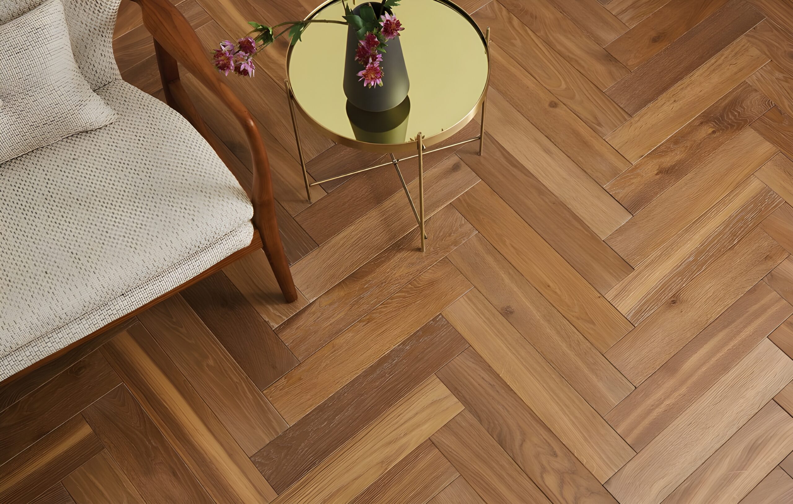 Sienna herrringbone cameo editions parquet floor.