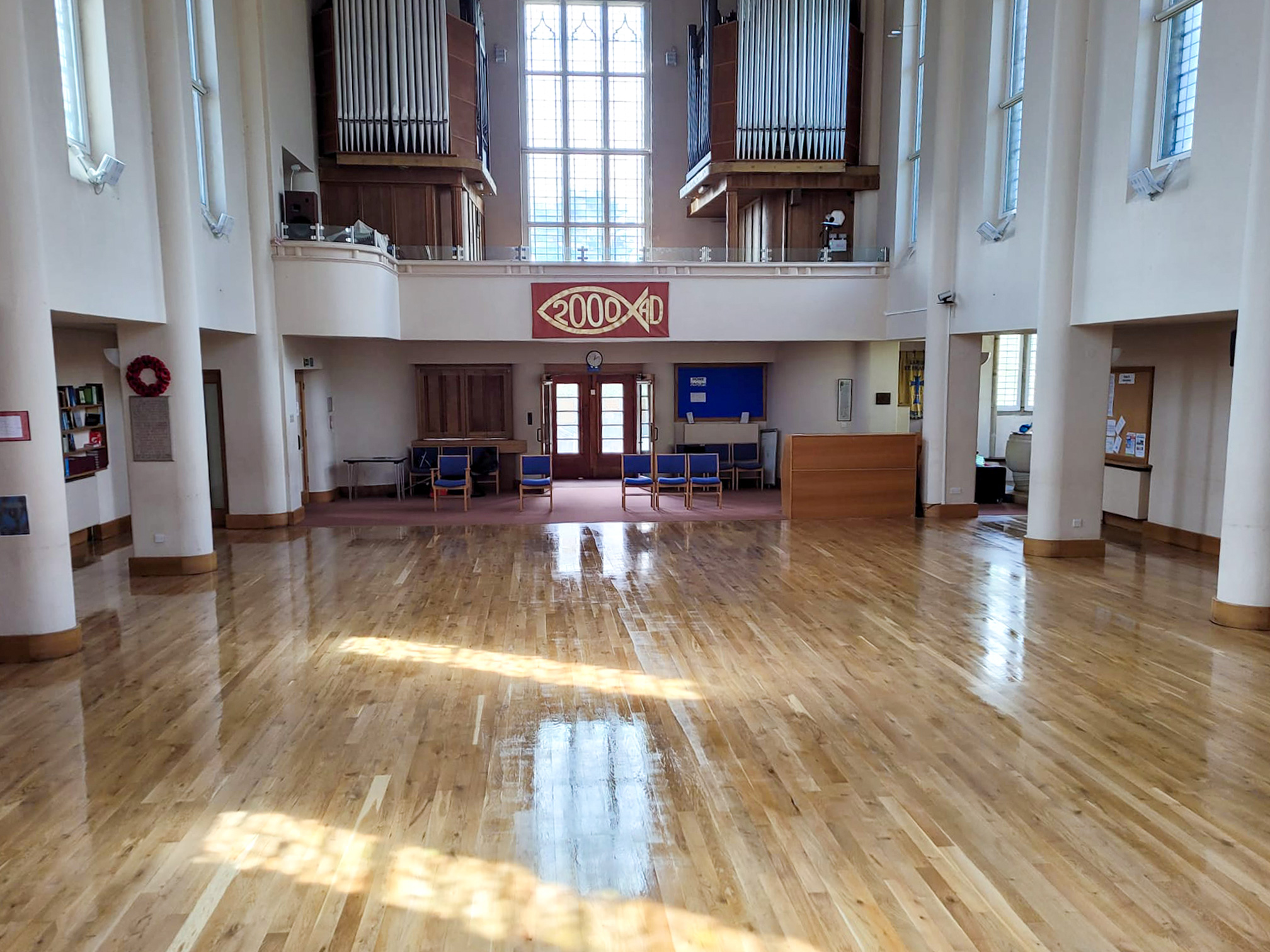 Oak Plank Church Floor Sanded & Restored, St Francis, Salisbury