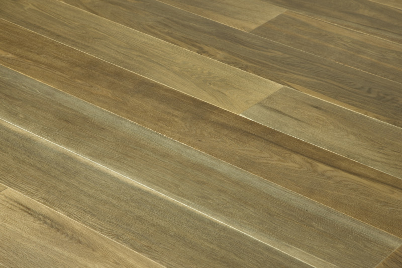 Smoked oak wood flooring.