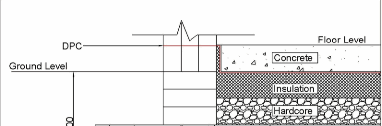 Concrete subfloor diagram.